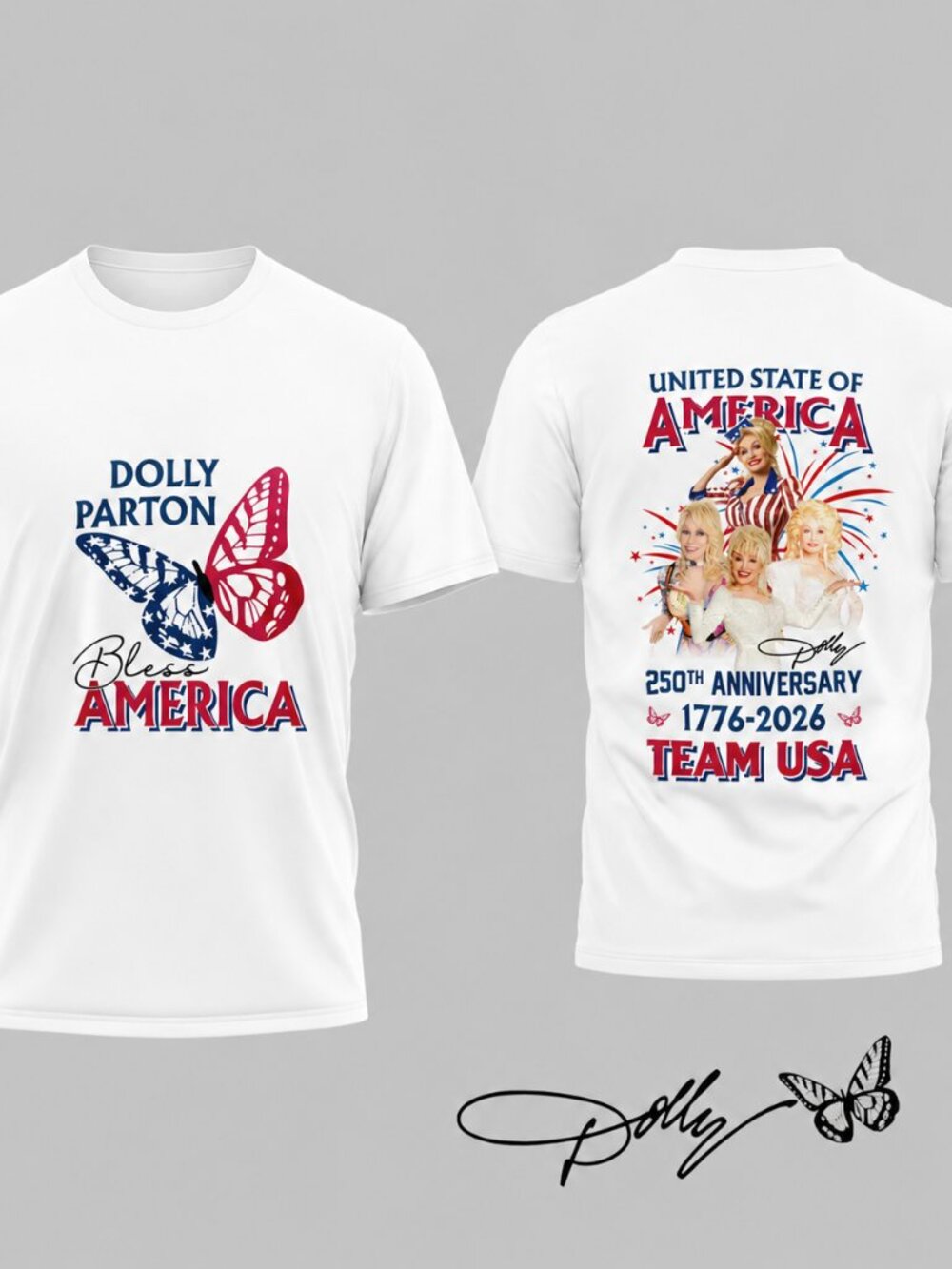 Dolly Parton Bless America 250th Anniversary 1776-2026  2-Sided T-Shirt